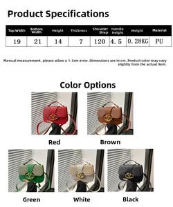 Guía de tallas y opciones de color para el elegante bolso bandolera cuadrado de cuero PU