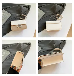 Four-angle view of beige flap bag with straw texture and silver metal hardware