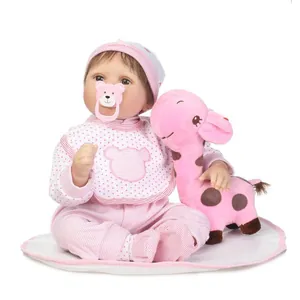 Realistische Reborn Babypuppe Silikon Vinyl Neugeborenes Puppe Mit Plüsch Giraffe Spielzeug Schnuller Kleidung Set Für Mädchen Kinder