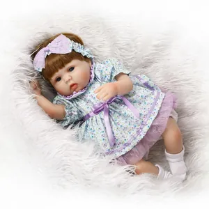 Poupée Bébé Reborn Réaliste Silicone Souple Corps En Tissu Simulation Nouveau-Né Robe Florale Jouet Pour Enfants Cadeau D'Anniversaire Noël