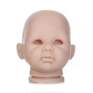 Unpainted vinyl reborn baby doll head mold with realistic facial features for DIY assembly