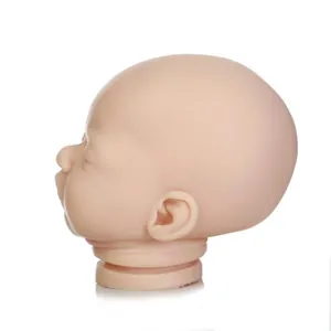 Flesh-colored soft silicone reborn doll kit prototype head mold in side view profile