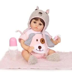 Realistic Reborn Baby Doll Soft Silicone Realistic Newborn Girl Toy Pink Striped Outfit Accessories For Kids Gift