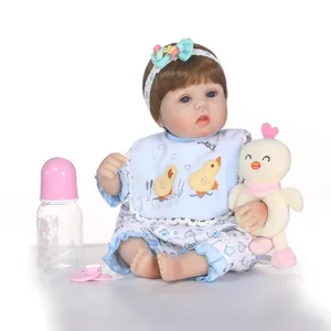 Realistic Reborn Baby Doll Simulation Soft Silicone Limbs Cloth Body Floral Outfit With Accessories Pacifier Bottle Plush Toy