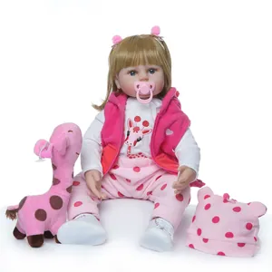 Realistic Reborn Baby Doll Silicone Head Limbs Soft Cloth Body Simulation Newborn Doll With Giraffe Rabbit Plush Accessories Toys For Kids Gift