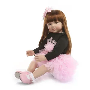 Realistische Reborn-Puppe mit rosa Tutu und schwarzem Oberteil, perfektes Kindergeschenk