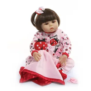 Full Silicone Reborn Baby Doll Girl 48cm Realistic Newborn Doll Pink Ladybug Outfit With Pacifier Kids Birthday Gift