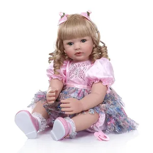 Realistic Reborn Toddler Doll Silicone Princess Long Hair Soft Body Girl Toy With Clothing Set And Accessories For Kids Gift