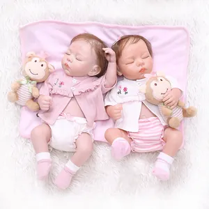 Lifelike Full Silicone Reborn Baby Doll Soft Girl Sleeping Realistic Waterproof Toy With Clothes Monkey Plush Accessory