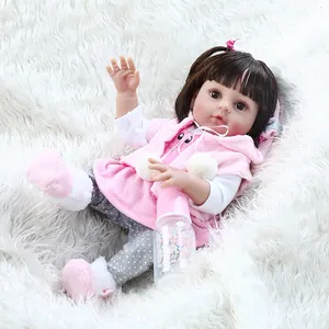 Realistic Reborn Baby Doll Soft Mixed Silicone Body Lifelike Newborn Girl With Mohair Hair Pink Rabbit Outfit Toy