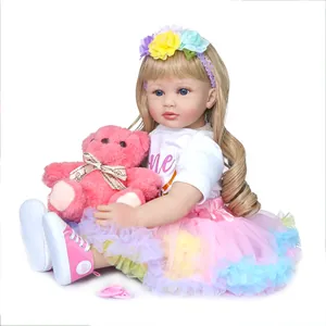 Realistic Reborn Baby Doll Soft Silicone Cotton Body Lifelike Toddler Girl Doll With Clothes Accessories Toy For Children Gift