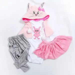 Vêtements de Poupée Dessin Animé Singe Lapin Panda Dinosaure Girafe Chiot Barboteuse Sweat à Capuche Pantalon pour Poupées Reborn 47 60