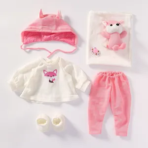 Detailliertes sechsteiliges Puppenbekleidungsset mit Fuchs-Motiv und Zubehör in Rosa