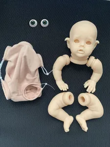 Detailed DIY reborn doll kit parts featuring unpainted vinyl head limbs and cloth body