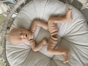 Detailed parts of a 18-inch Twin A reborn doll kit featuring unpainted vinyl limbs and head