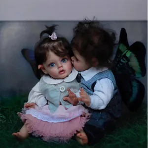Realistic unpainted fairy reborn baby doll kit Flo with fantasy butterfly wings on grass