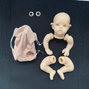 Unpainted vinyl reborn doll kit FLO with soft cloth body and realistic blue eyes
