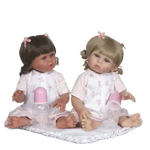 Realistic 47cm Reborn Baby Doll Full Body Mixed Silicone Toddler Girl Doll And Clothes Bottle Pacifier Accessories Toy Gift