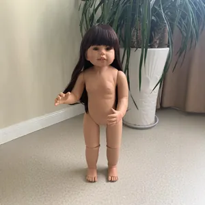 Realistic 70cm children's mannequin doll with long dark hair and poseable joints