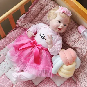 55cm lifelike reborn baby doll in pink lace tutu dress with nursing bottle accessories