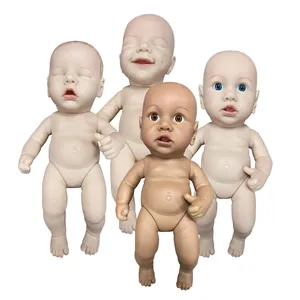 Realistic Full Silicone Reborn Baby Doll Lifelike Newborn Toy With Hand Painted Hair Blue Amber Eyes For Kids Gift