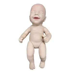 Realistic 12 inch newborn baby doll Saskia with closed eyes and smiling face