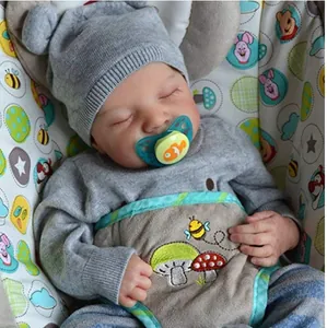 Realistic Reborn Baby Doll Lifelike Sleeping Newborn Silicone Vinyl Cloth Body Rooted Hair Handmade Toy For Kids Gift