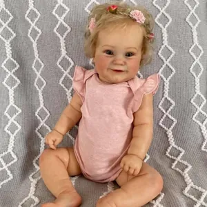 Realistic Reborn Baby Doll Simulation Toddler Girl Toy Silicone Head Limbs Cloth Body Soft Hand Rooted Hair Pink Outfit Gift