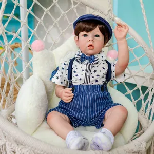 Realistic Reborn Toddler Boy Doll Silicone Cotton Body Lifelike Handmade Newborn Baby Doll With Clothes Hat Socks Plush Toy For Children Gift