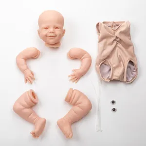 Kit poupée Reborn réaliste avec membres en vinyle, corps en tissu et yeux marron