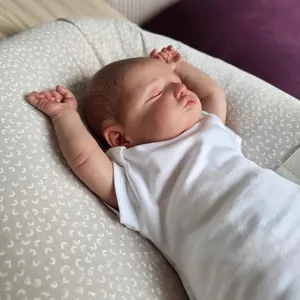 Reborn baby doll Rosalie 48cm realistic sleeping newborn in white sleeper on mat