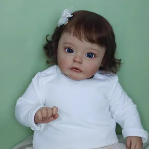 Reborn Toddler Girl Doll Lifelike Weighted Silicone Vinyl Body Realistic Newborn Simulation Baby Toy With Hand Rooted Hair And Clothes