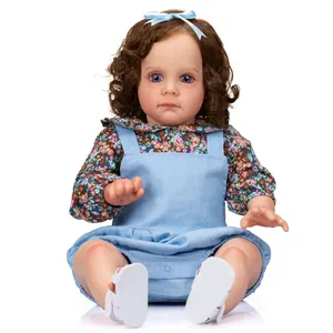 Realistic Reborn Baby Doll Silicone Head And Limbs Soft Cotton Body Simulation Infant Girl Doll With Floral Clothing Set