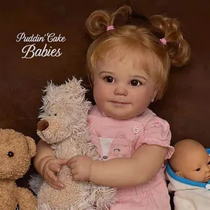 Großes Reborn Puppen Kit June Unbemalt DIY Lebensechtes Silikon Baby Puppenteile Kopf Gliedmaßen Stoffkörper Augen Sammlerstück