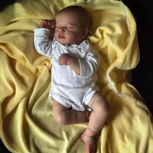 Realistic Reborn Baby Doll Loulou Lifelike Sleeping Newborn With Hand Painted Hair Silicone Cloth Body Toddler Gift Doll