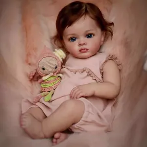 Realistic Silicone Cloth Body Reborn Baby Doll Lifelike Hand Painted Pink Lace Dress Newborn Toddler Toy For Kids Birthday Gift