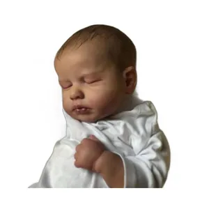 19 inch lifelike reborn sleeping baby doll in white bodysuit with realistic skin details