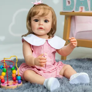 55cm lifelike reborn baby girl doll in pink princess dress and floral headband