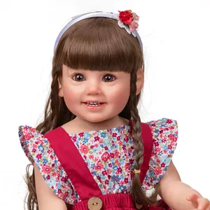 55cm levensechte Reborn babypop Cammi met 3D-huid, rode bloemenjurk en bloemenband