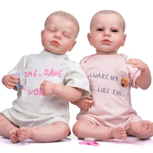 Poupée Bébé Reborn 19 Pouces Réaliste Silicone Vinyle Nouveaux-nés Jumeaux Ressemblant Dormant Éveillé Poupée Peinte à la Main Pour Enfants