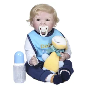 55cm realistic reborn baby boy doll with giraffe plush and blue outfit accessories