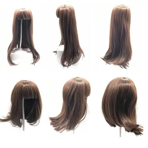 Synthetic Fiber Doll Wig For Reborn Dolls DIY Accessories Long Straight Curly Hair With Bangs For Large Toy Heads