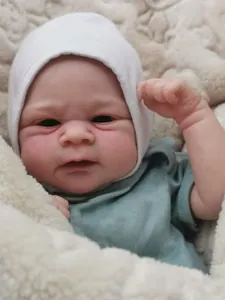 Close-up of Elijah reborn baby doll featuring detailed 3D skin and realistic facial texture
