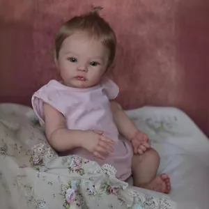 Realistic Reborn Baby Doll Silicone Head And Limbs Cloth Body With 3D Skin Visible Veins Hand Rooted Hair Pink Romper Toy Kids Gift