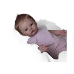 Realistic 18 inch reborn baby doll Meadow with blue eyes in pink sleeveless bodysuit