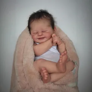 Lifelike Reborn Baby Doll Alisha Realistic 3D Skin With Visible Veins Soft Cloth Body Rooted Hair Sleeping Newborn Doll Gift For Kids