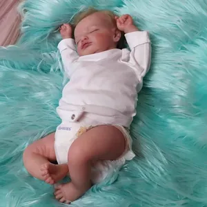 Poupée bébé Reborn Rosalie réaliste 49cm dormant en body blanc et une couche