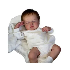 Realistic 49cm Loulou reborn baby doll in white bodysuit with 3D skin texture detail