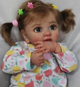 Detailed close-up of 45cm reborn doll featuring realistic skin veins and eyelashes