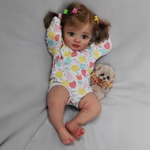 Handmade Realistic Reborn Baby Doll Life Like 3D Skin Texture Visible Veins Fruit Pattern Romper For Kids Gift Collection Decorative Toy